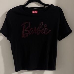 Barbie Long Sleeve Black Tee with Pink Logo